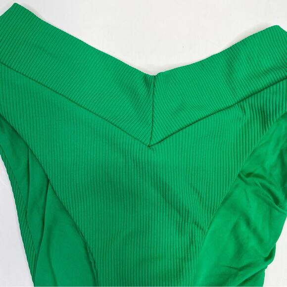 Becca Modern Edge Elise Banded High Waist Bikini bottom green - S - Picture 6 of 11
